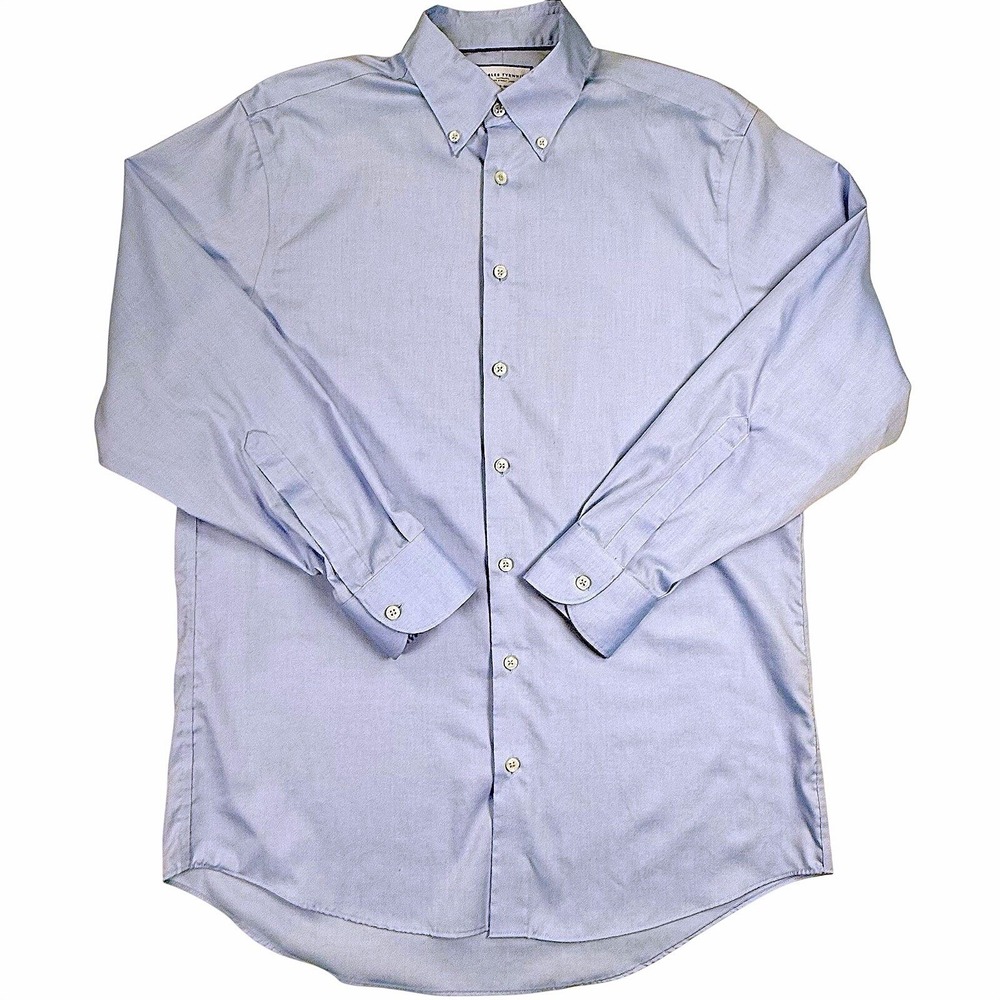Charles Tyrwhitt Non-Iron Dress Shirt Mens 16/34 Classic Fit Light Blue Cotton